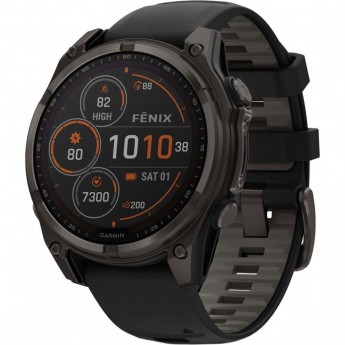 Смарт-часы GARMIN FENIX 8 – 47 мм, Solar Sapphire, титан с DLC-покрытием Carbon Gray и силиконовым ремешком черного/серого цвета Смарт-часы GARMIN FENIX 8 – 47 мм, Solar Sapphire, титан с DLC-покрытием Carbon Gray и силиконовым ремешком черного/серого цвета